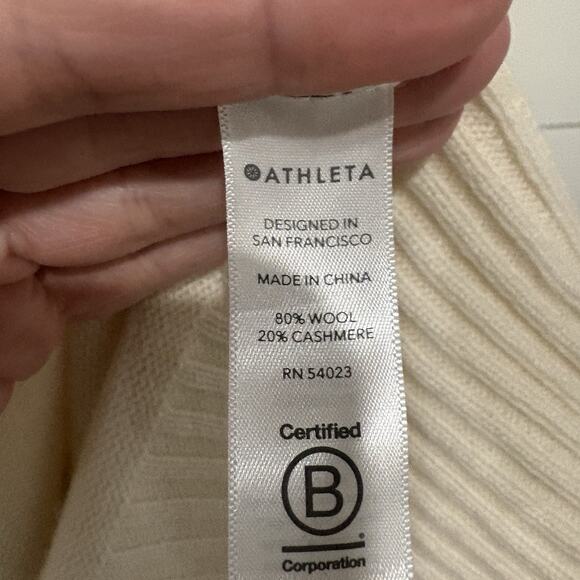 Athleta | Sweater Wool Cashmere Pullover Cream V Neck Tunic Long Sleeve- Small - Picture 5 of 9